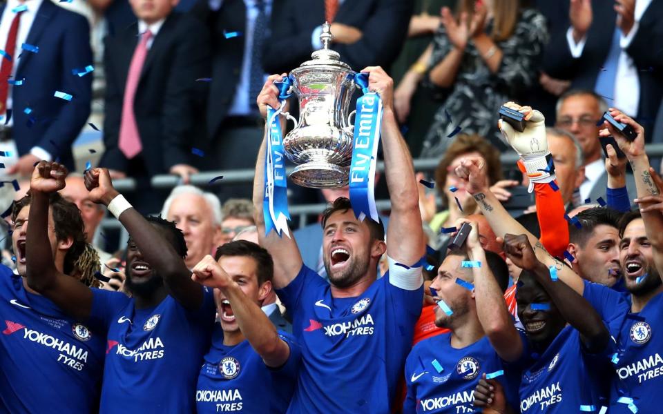 Chelsea players celebrate winning the FA Cup with victory over Manchester United - Getty Images Europe