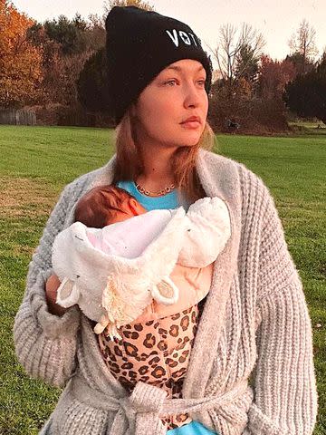 <p>Gigi Hadid/Instagram</p> Gigi Hadid holds her daughter Khai, who she shares with ex Zayn Malik.