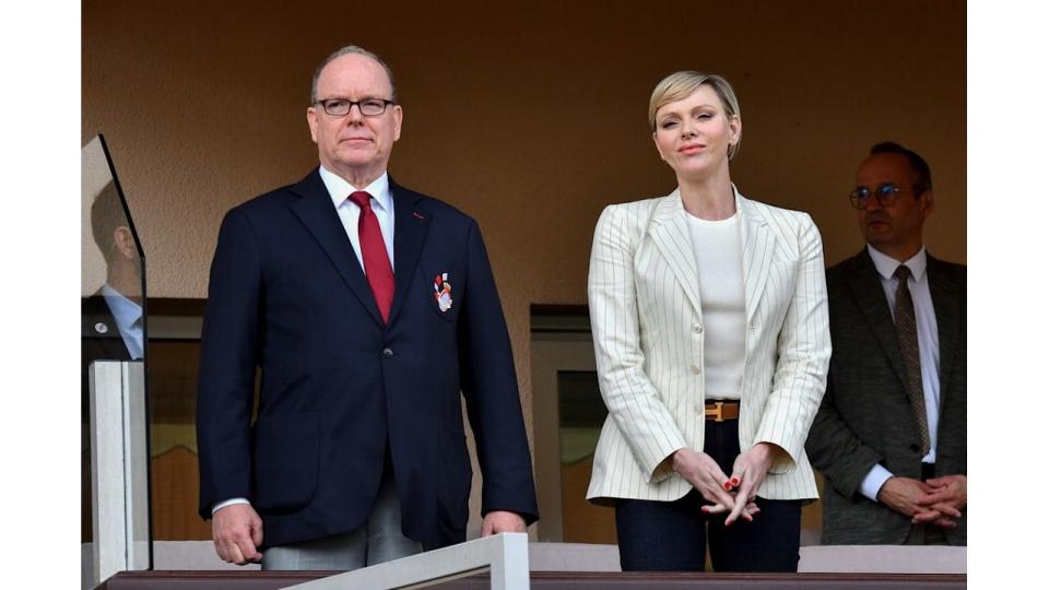 Princess Charlene of Monaco was a vision in a Polo Ralph Lauren pinstripe blazer