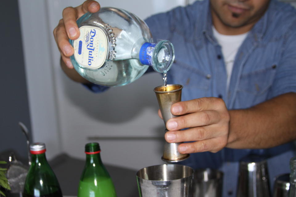 1. Pour 1¼ oz. Tequila Don Julio Blanco into a shaker. This type of tequila is perfect to use with citric flavors and blends very well with cocktails.