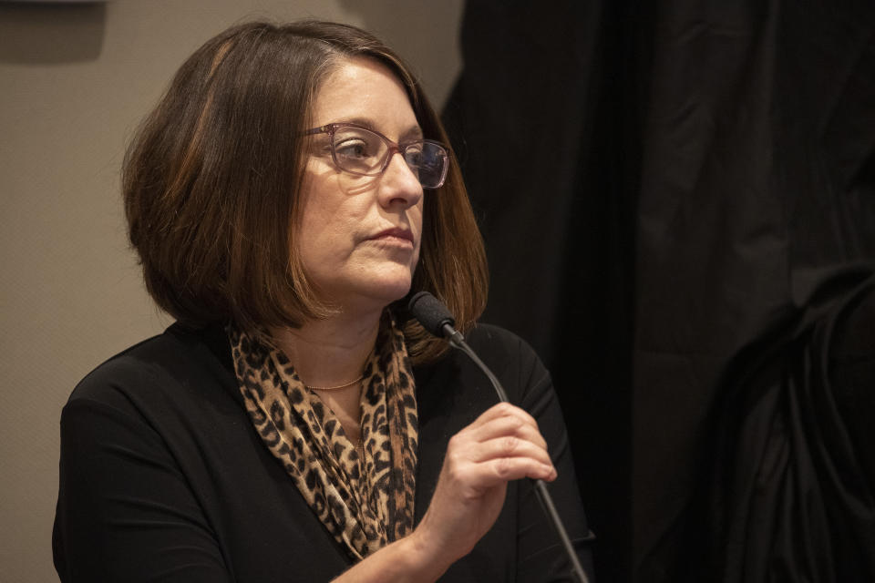 Jeanne Seckinger, former chief financial officer of Peters Murdaugh Parker Eltzroth and Detrick gives her testimony during the double murder trial of Alex Murdaugh at the Colleton County Courthouse in Walterboro, S.C., Thursday, Feb. 2, 2023. (Andrew J. Whitaker/The Post And Courier via AP, Pool)