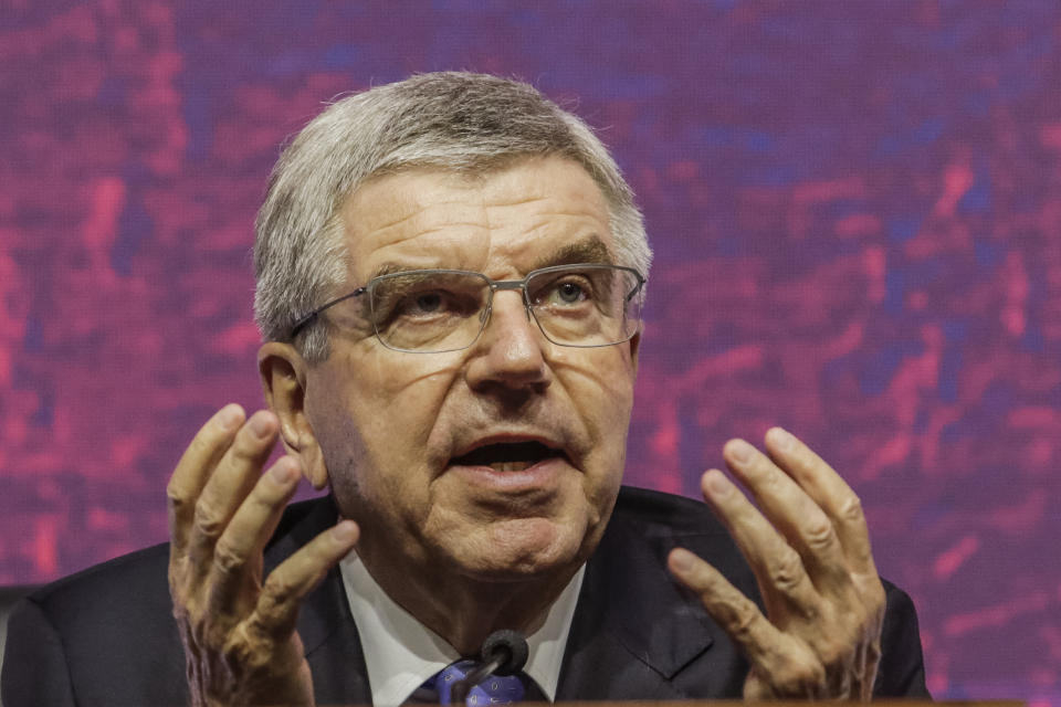 Seen here, IOC president Thomas Bach speaking at a conference.