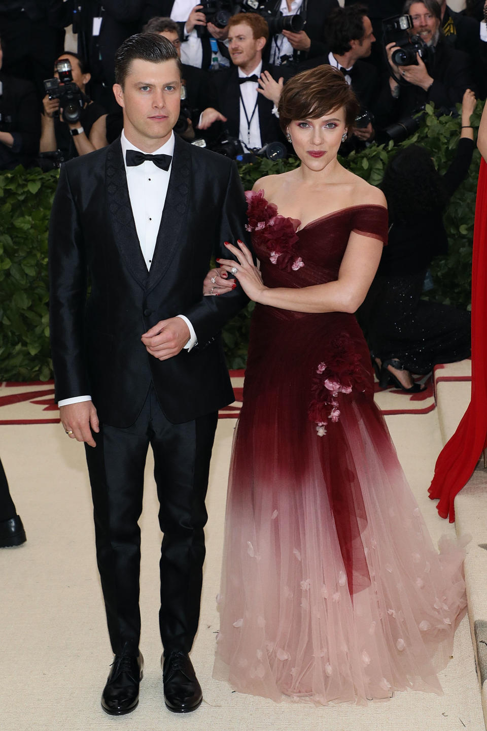 Johansson and her boyfriend, "Saturday Night Live" star Colin Jost.&nbsp; (Photo: Taylor Hill via Getty Images)