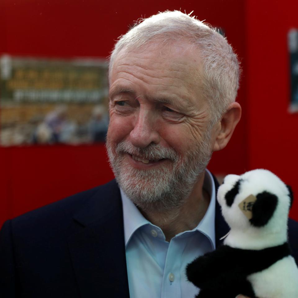 Jeremy Corbyn poses with a toy panda ahead of major speech to Scottish Labour 