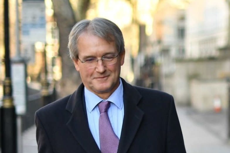 Owen Paterson, Iain Duncan Smith and Steve Baker leave the Cabinet Office (PA)