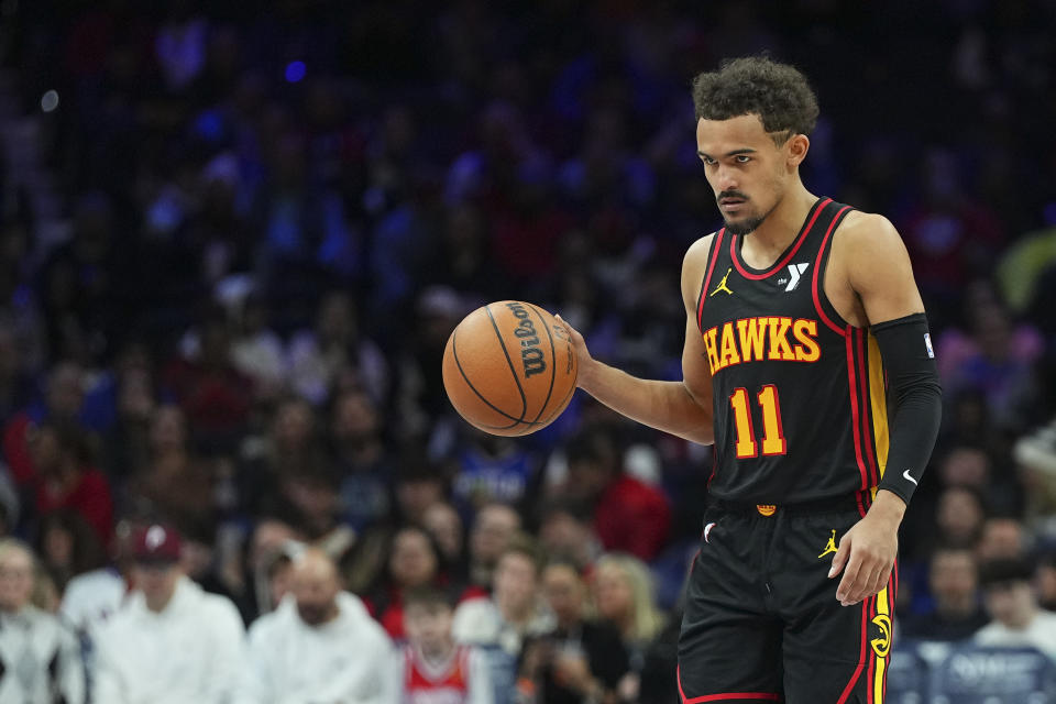 Trae Young：「這是種進化，必然會發生的，尤其以現在的防守方式…NBA現在的比賽太多進攻空間，所以得分絕對比大學、海外聯賽容易許多，尤其場上有這麼多好手，大家又受限於防守規則無法互相幫忙。」（Photo by Mitchell Leff/Getty Images）