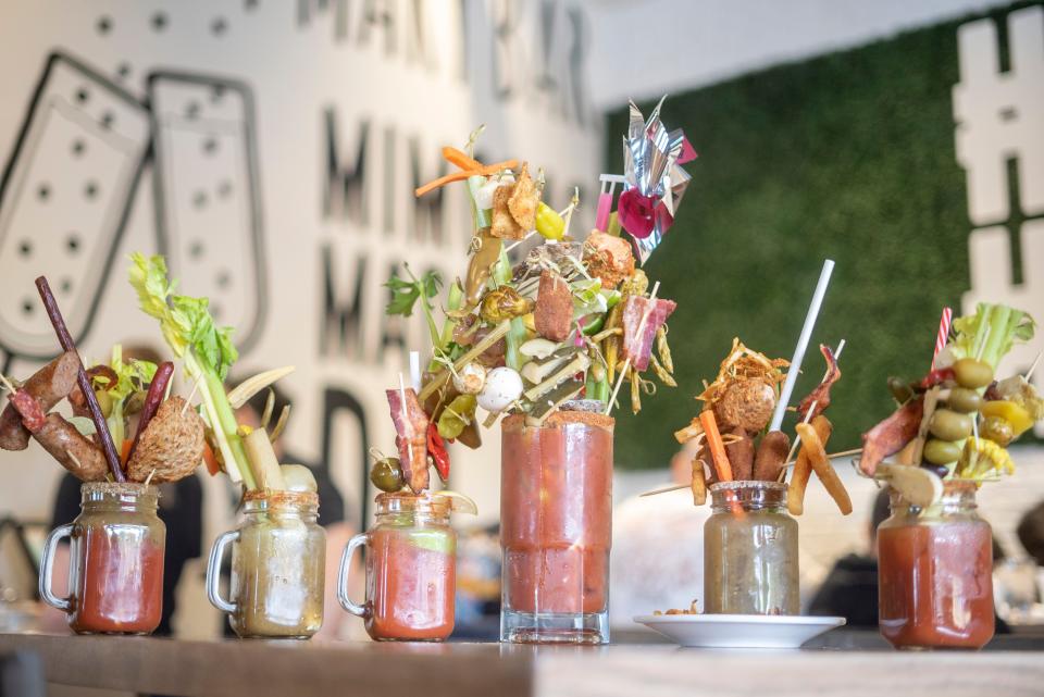 Choose your own tomato sauce, vodka, toppings and size at the Hash Kitchen bloody mary bar.