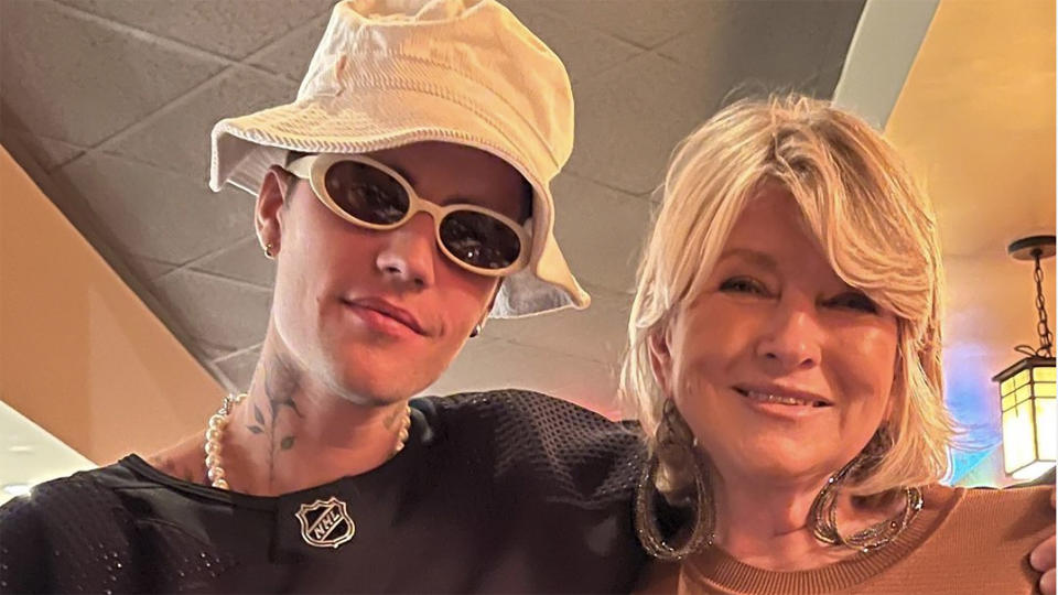 Justin Bieber and Martha Stewart had Maple Leafs fans in a tizzy. (Photo via @marthastewart48/Instagram)