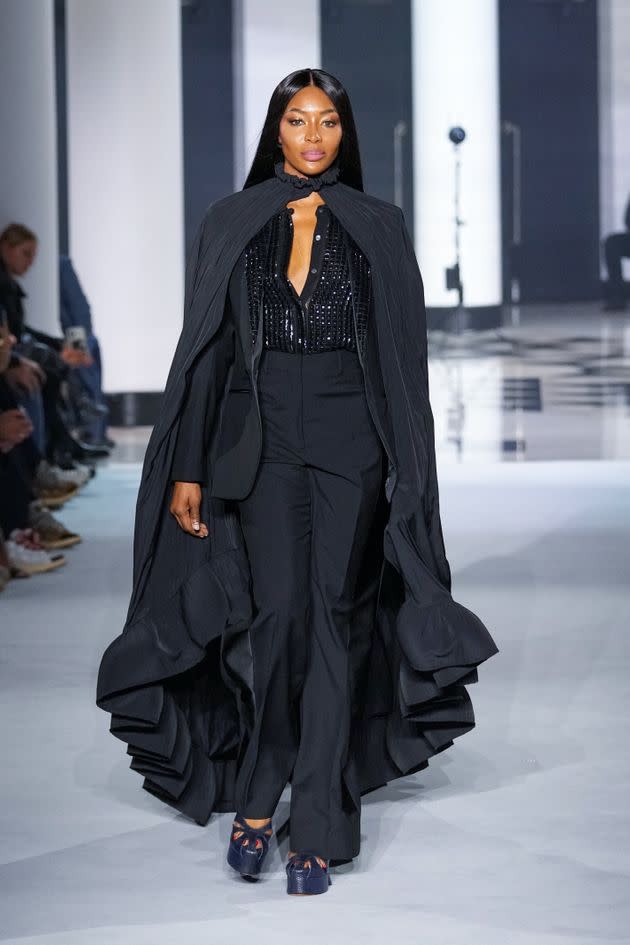 Campbell walks the runway during the Lanvin Womenswear Spring/Summer 2022 show as part of Paris Fashion Week on Oct. 3, in Paris, France. (Photo: Peter White via Getty Images)