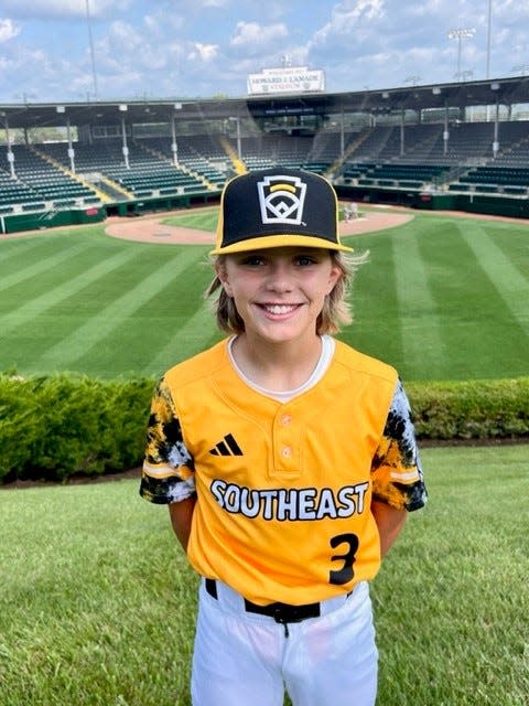 Nolensville's Nash Carter poses in his Little League World Series uniform in South Williamsport, Pa.