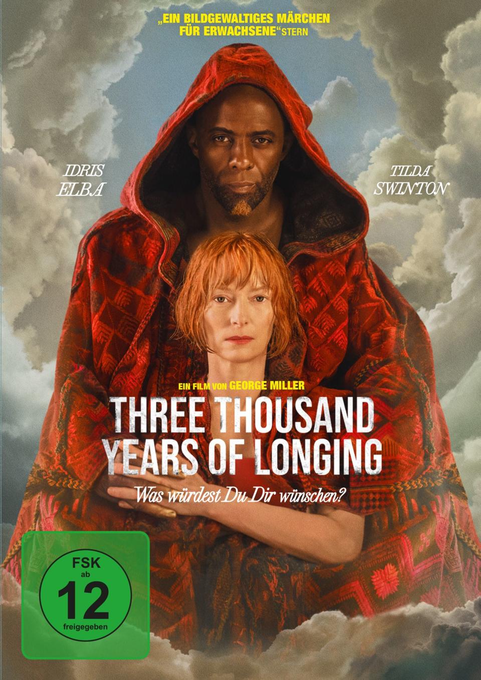 Großes Fantasy-Kino: Mit Tilda Swinton und Idris Elba in den Hauptrollen erzählt George Miller ("Mad Max") die unkonventionelle Märchengeschichte "Three Thousand Years of Longing". (Bild: Leonine)