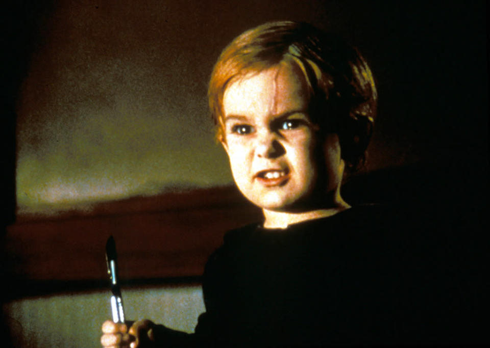 <p>He’s the cute toddler in 1989’s 'Pet Sematary’ who dies horrifically after getting hit by a tractor-trailer. Based on a Stephen King novel of the same name, little Gage (played by Miko Hughes) comes back from the dead and does more than haunt: He kills. (Photo: Rex)<br></p>