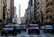 Cars pass past the Buenos Aires' Obelisk, in Buenos Aires, Argentina March 26, 2019. REUTERS/Agustin Marcarian