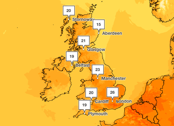 UK weather forecast for Tuesday, 13 June (Met Office)