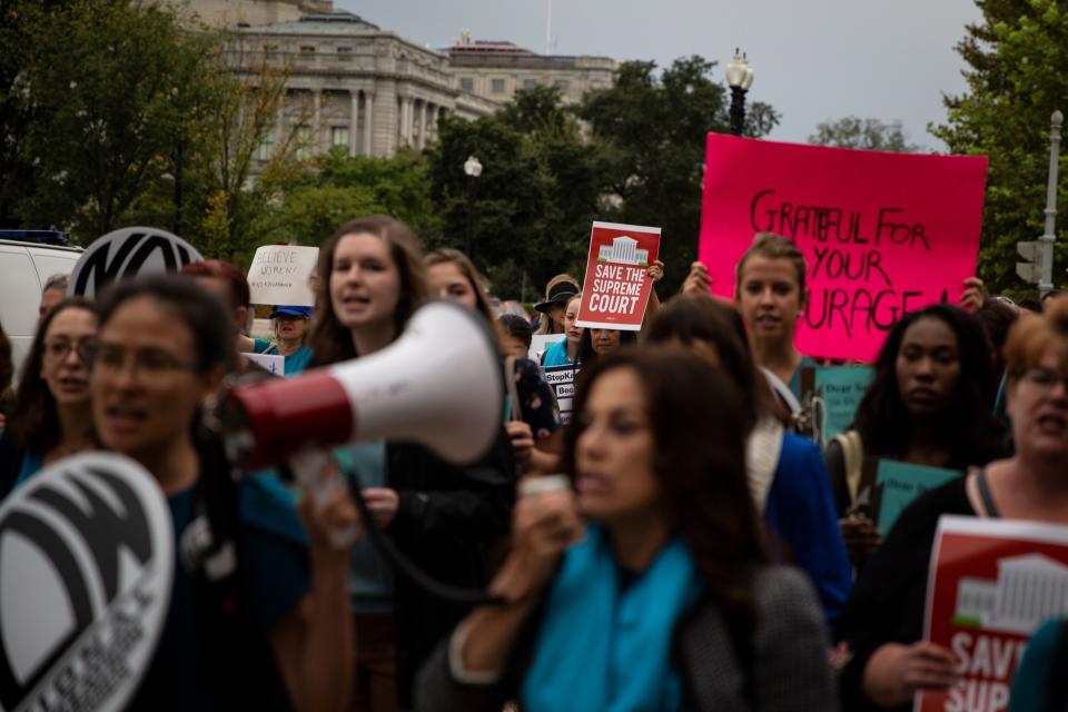 Protesters speak out as Kavanaugh hearing begins