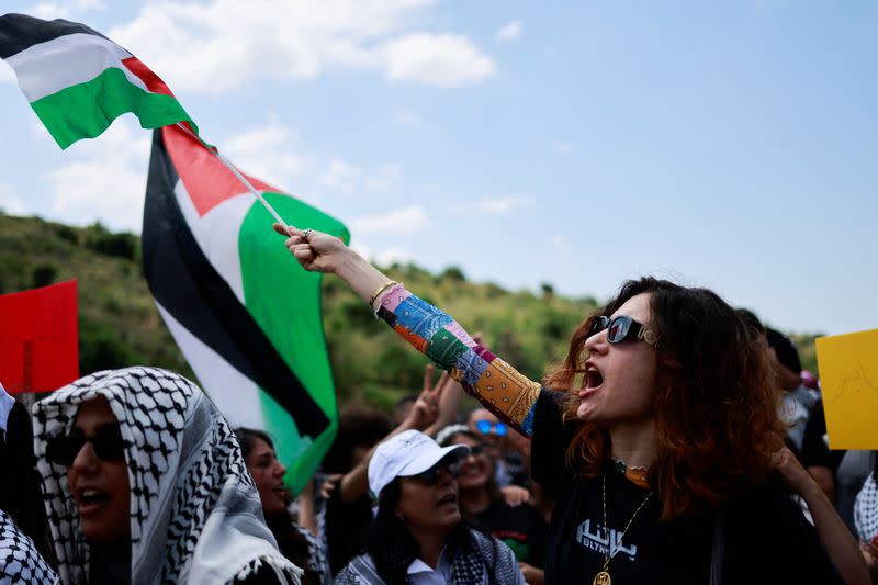 Palestinians living in Israel mark the 76th anniversary of the Nakba, near Haifa