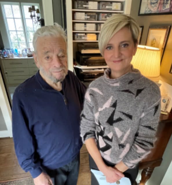 Stephen Sondheim, Marianne Elliott at Sondheim’s home in Roxbury, Connecticut, the weekend before his death at 91 on November 26, 2021 - Credit: Courtesy of COMPANY on Broadway