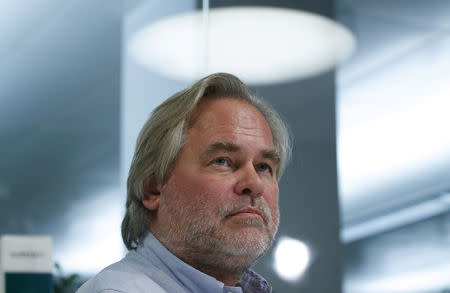 FILE PHOTO: Eugene Kaspersky, Chief Executive of Russia's Kaspersky Lab, looks on during an interview with Reuters in Moscow, Russia October 27, 2017. REUTERS/Maxim Shemetov/File Photo