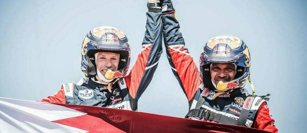 Depuis son premier Dakar disputé dans l'anonymat, 10e en 2004 au Sénégal au volant d'un Mitsubishi Pajero, Al-Attiyah s'est imposé quatre fois, pour trois constructeurs différents. Ici avec son coéquipier français Mathieu Baumel.
