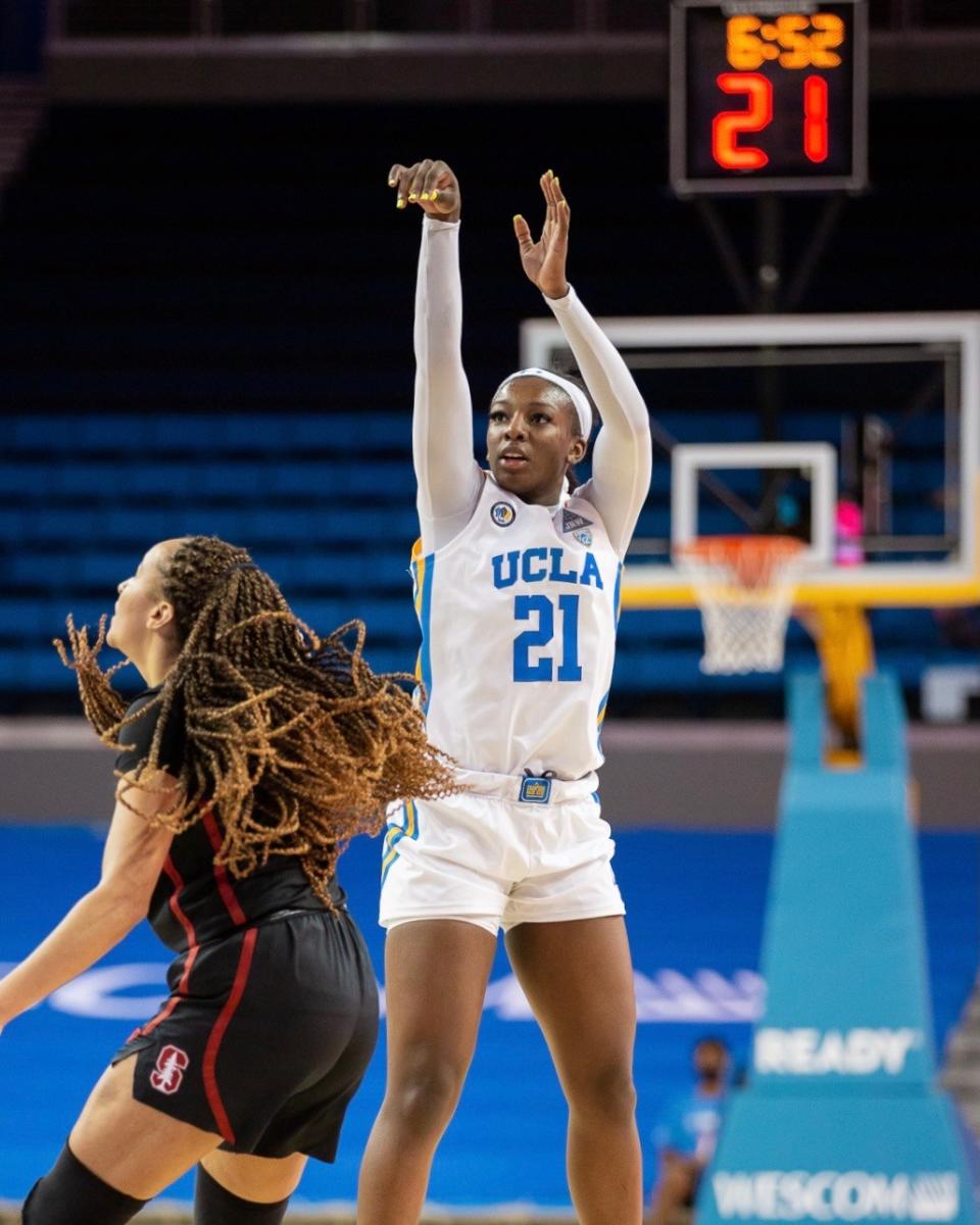 UCLA's Michael Onyenwere shoots during a game against Stanford on Dec. 21.