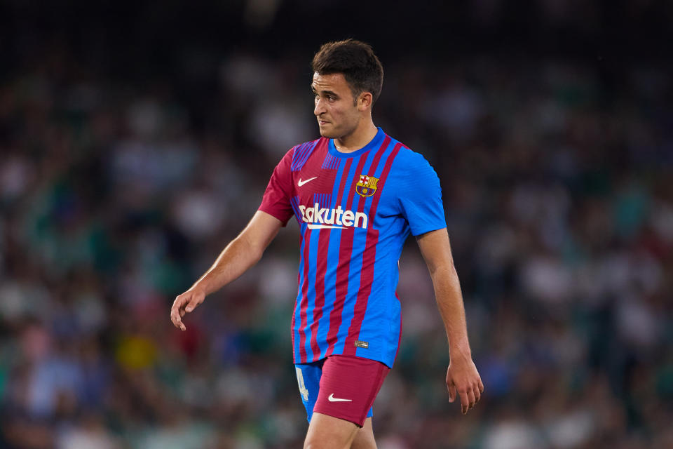 SEVILLE, SPAIN - MAY 07: Eric Garcia of FC Barcelona looks on during the La Liga Santander match between Real Betis and FC Barcelona at Estadio Benito Villamarin on May 07, 2022 in Seville, Spain. (Photo by Fran Santiago/Getty Images)