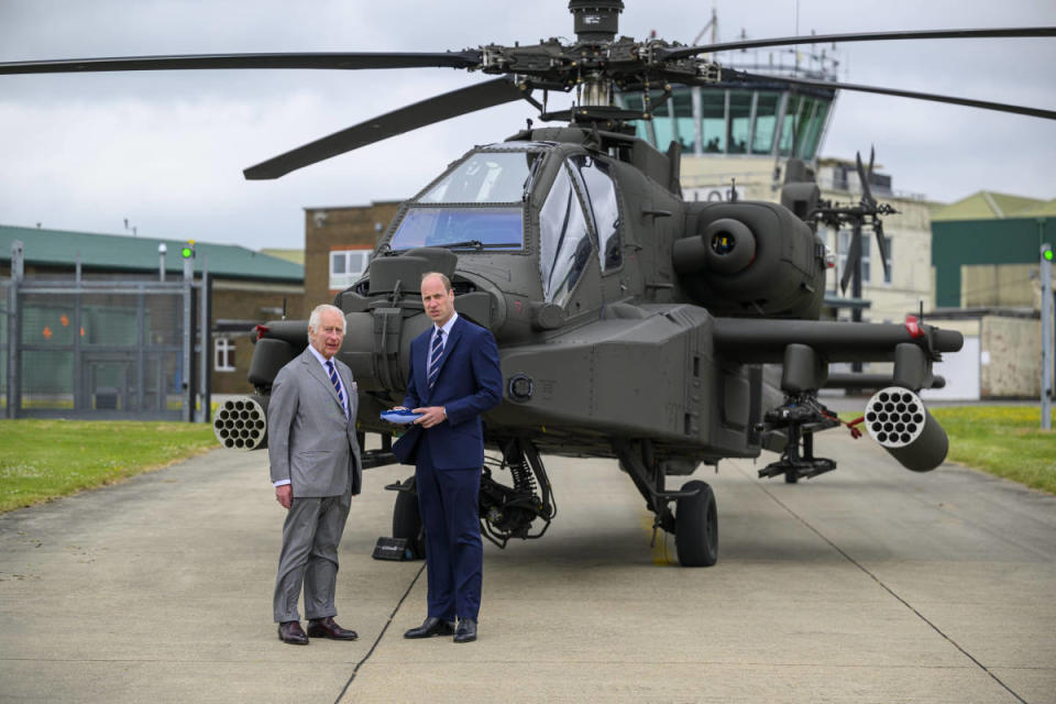 Official handover in which King Charles III passes the role of Colonel-in-Chief of the Army Air Corps to Prince William, Prince of Wales, at the Army Aviation Centre in Stockbridge, Hampshire.<p>IMAGO / Cover-Images</p>