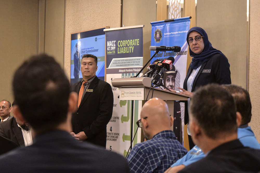 MACC chief commissioner Latheefa Koya speaks during an event in Putrajaya August 6, 2019. — Picture by Shafwan Zaidon