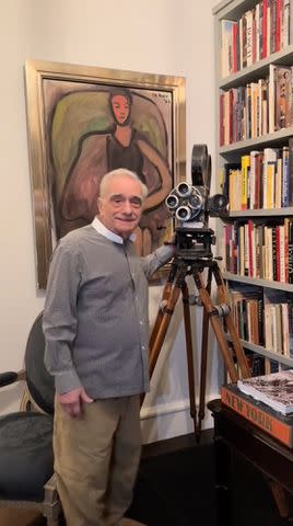 <p>Francesca Scorsese/TikTok</p> Martin Scorsese shows off a camera in his New York City home