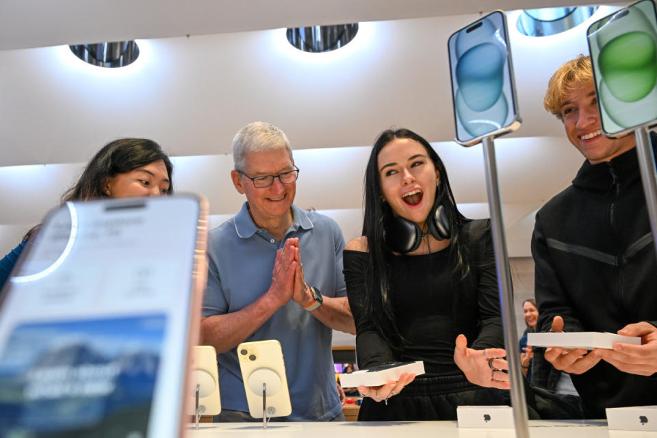 Apple CEO Tim Cook has kept the tech giant's AI ambitions relatively quiet as he grapples with potentially big trend changes in iPhone demand,<p>Alexi Rosenfeld/Getty Images</p>