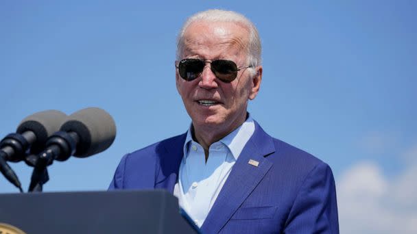 PHOTO: President Joe Biden speaks about climate change and clean energy at Brayton Power Station, on July 20, 2022, in Somerset, Mass. (Evan Vucci/AP)