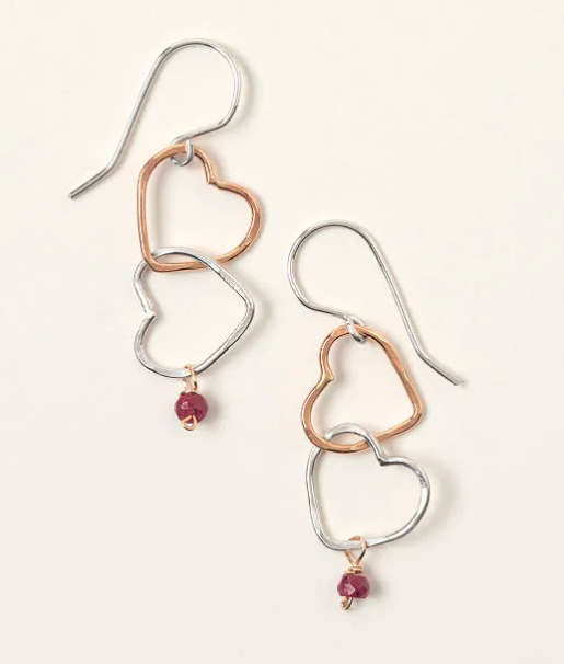 28) Linked Hearts Ruby Earrings