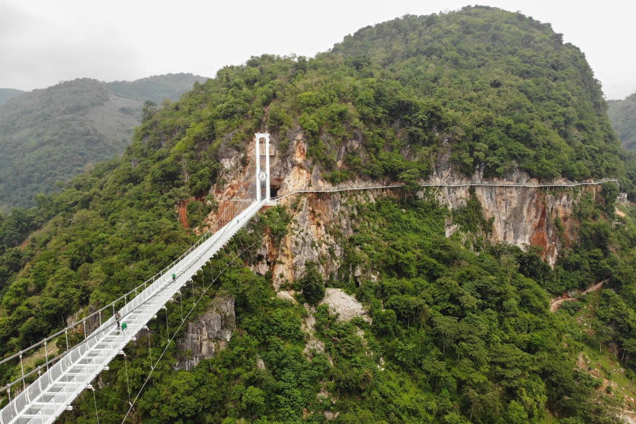 the Bach Long glass bridge in the Moc Chau district in Vietnam's Son La province