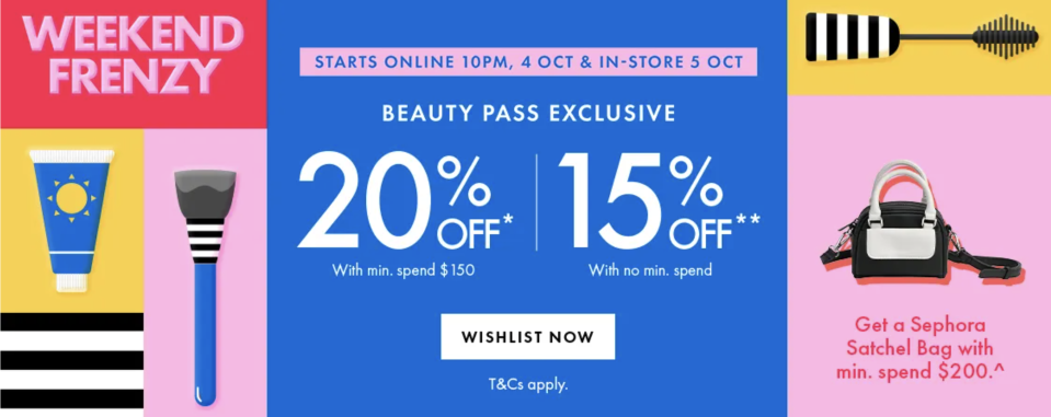 Sephora Weekend Frenzy: Beauty Pass Exclusive. PHOTO: Sephora