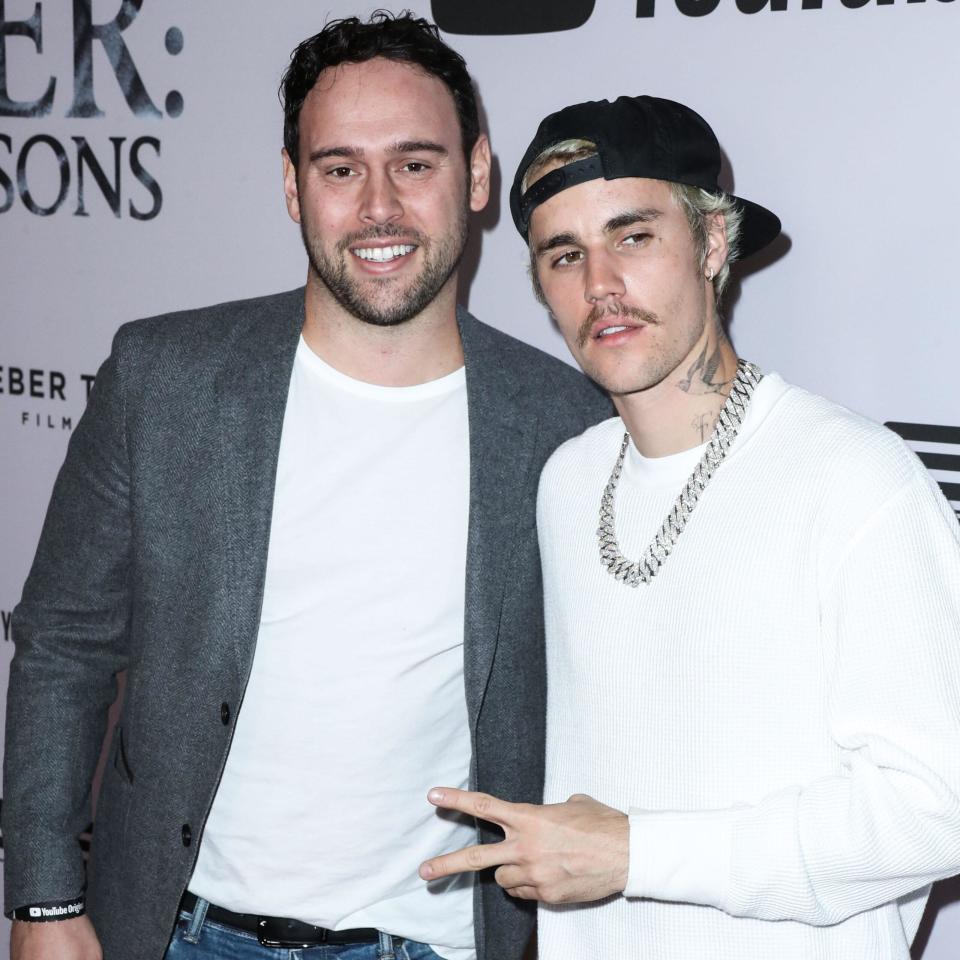 Scooter Braun and Justin Bieber at the Los Angeles Premiere Of YouTube Originals' 'Justin Bieber: Seasons'