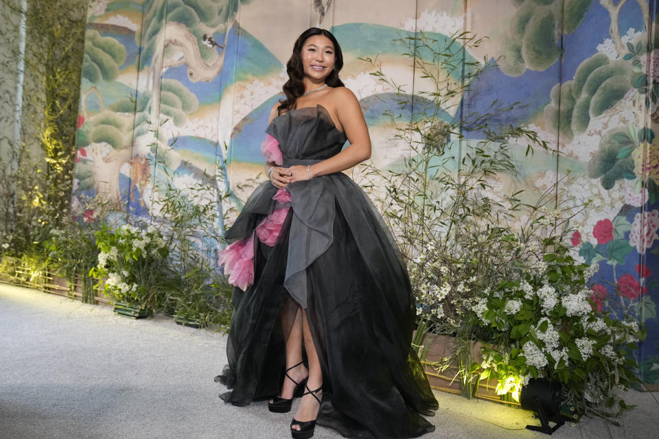 Chloe Kim arrives for the State Dinner with President Joe Biden and the South Korea's President Yoon Suk Yeol at the White House, Wednesday, April 26, 2023, in Washington. (AP Photo/Alex Brandon)