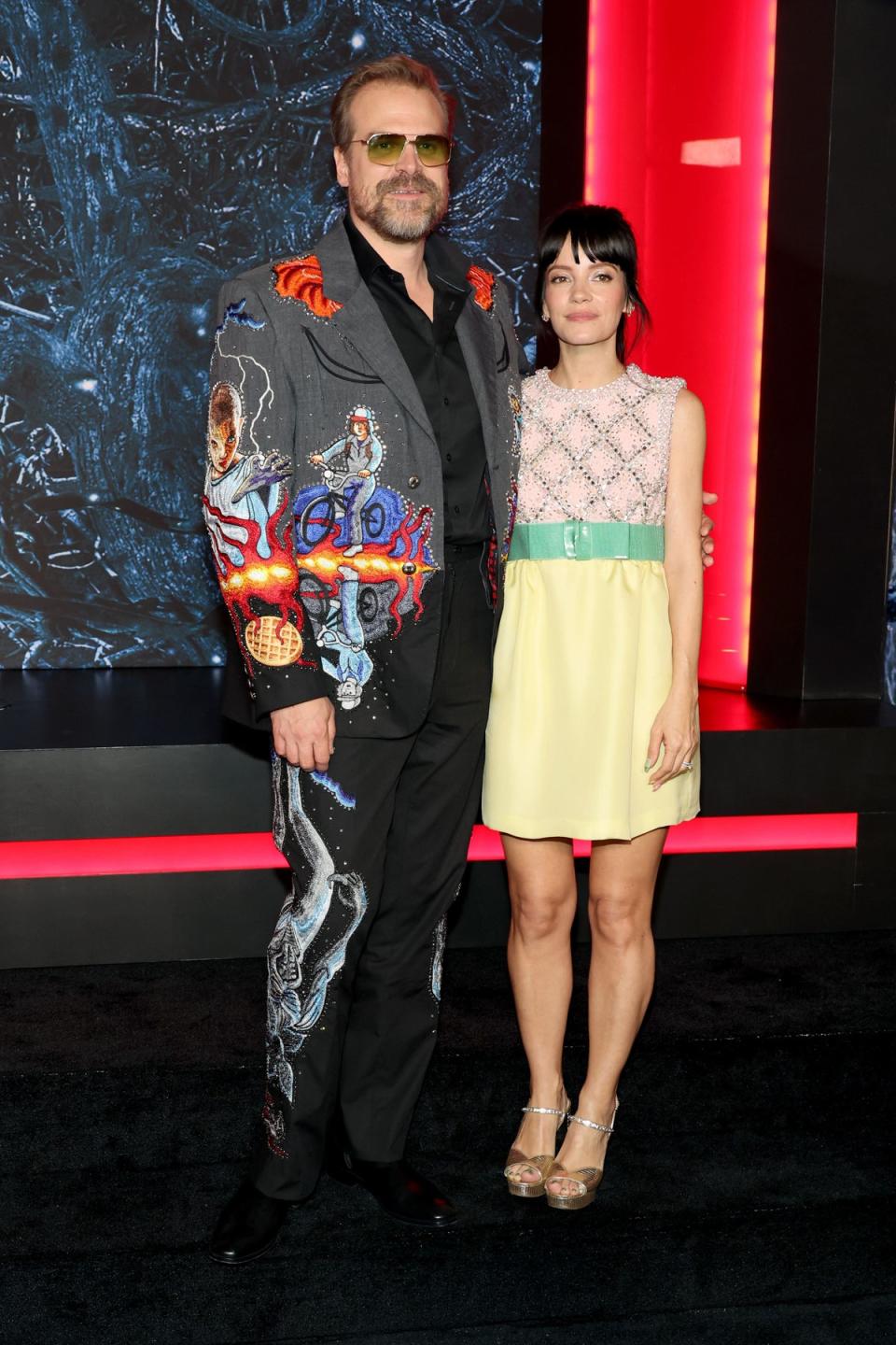 David Harbour pictured with singer wife Lily Allen in May (Getty Images)