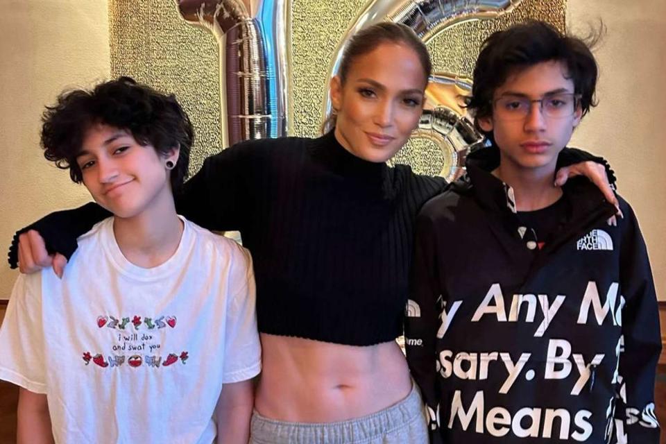 <p>Jennifer Lopez/Instagram</p> Jennifer Lopez with her twins Max and Emme
