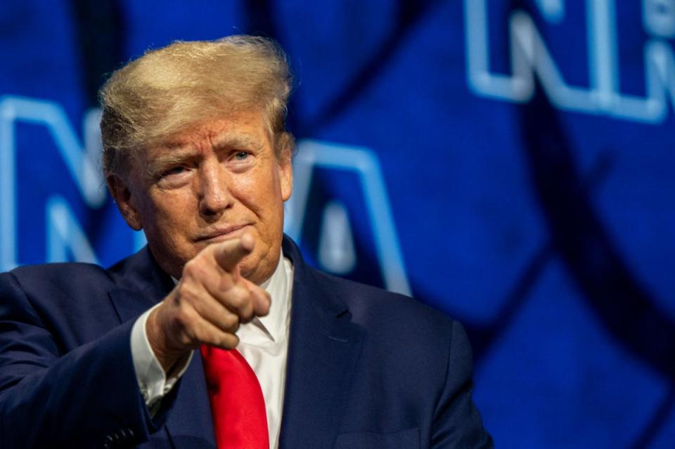 Donald Trump addressing the NRA conference in Houston, Texas, last month (Getty)