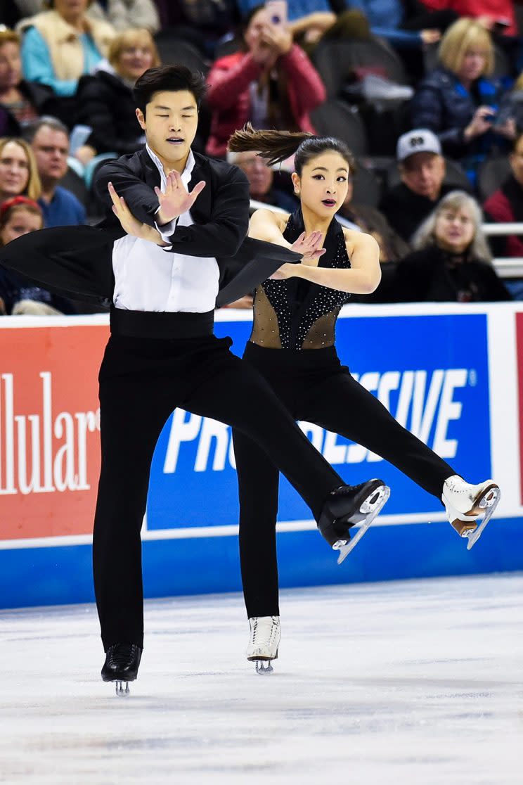 Maia and Alex Shibutani skate during their Short Dance program at the 2017 US Figure Skating Championships in Kansas City, Missouri. (Photo by Jason Hanna/Getty Images)