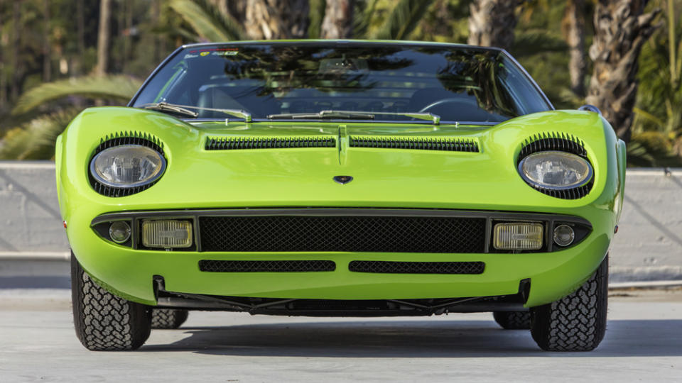 The 1969 Lamborghini Miura P400 S being offered by Bonhams at its Quail Lodge Auction in Carmel, Calif., on August 19. - Credit: Bonhams