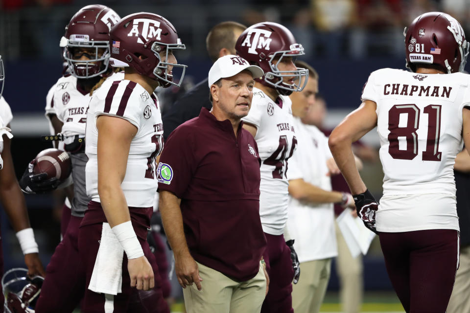 Texas A&M is 7-5 in 2019 under head coach Jimbo Fisher. (Photo by Ronald Martinez/Getty Images)