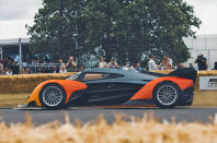 <p>The Solus is McLaren's limited-run, single-seat track car derived from a video-game concept. Making its UK debut at Goodwood, it has been created specifically for speed, downforce and lap records. Powered by a naturally aspirated V10 with more than 830bhp, it weighs less than 1000kg and produces 1200kg of downforce at full speed – which is, according to McLaren, more than 200mph.</p>