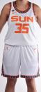 This photo provided by Connecticut Sun on Thursday, April 8, 2021, shows the new Nike "Heroine" edition uniform for the Connecticut Sun WNBA team. As numerous sports teams continue to come under fire for using Native American names and symbols, The Connecticut Sun is putting them on their new jerseys with the input of the team's owners—the Mohegan Indian tribe. (Connecticut Sun/Khoi Ton via AP)