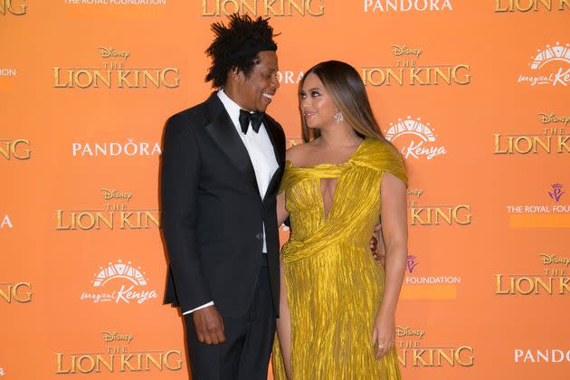 Jay-Z and Beyoncé at the premiere of The Lion King in 2019