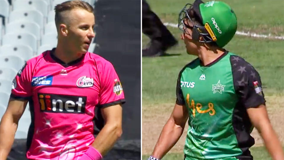 Curran and Stoinis went at it. Image: Fox Sports