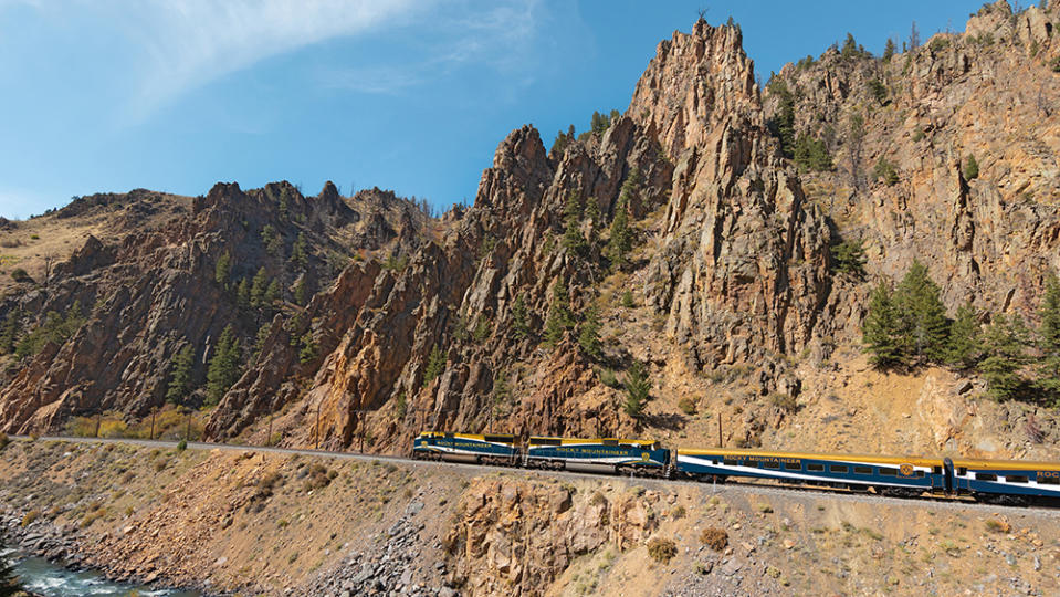 The Rocky Mountaineer runs through Byers Canyon