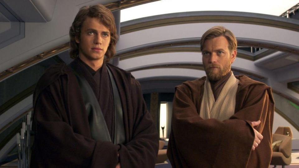 Hayden Christensen as Anakin Skywalker and Ewen McGregor as Obi-Wan Kenobi