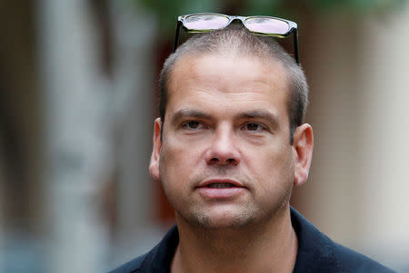 FILE PHOTO: Lachlan Murdoch, son of Rupert Murdoch, 21st Century Fox CEO, arrives at the annual Allen and Co. conference at the Sun Valley, Idaho Resort July 11, 2013. REUTERS/Rick Wilking/File Photo