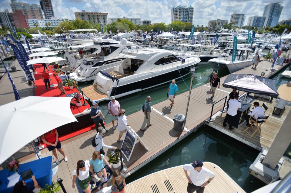 Suncoast Boat Show, pictured here in 2023, returns  Friday through Sunday to Marina Jack.