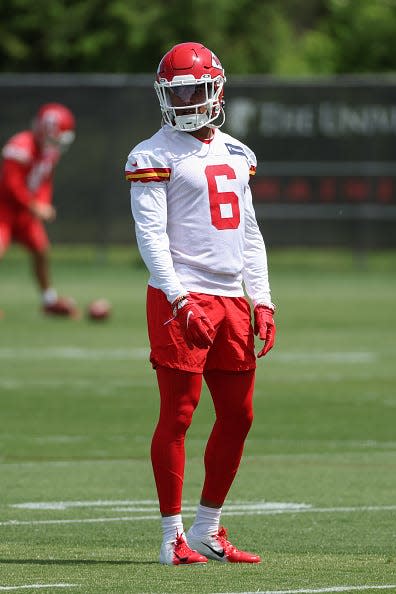 Kansas City Chiefs safety Bryan Cook (6) during OTA offseason workouts on June 02, 2022 at the Kansas City Chiefs Training Facility in Kansas City, MO.